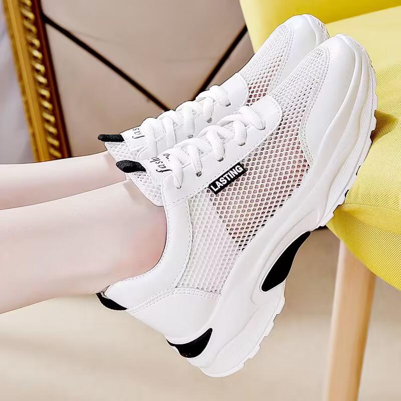 Women's 2025 Autumn Sporty Low-Top Breathable Running Shoes - Leather Upper & Thick Sole