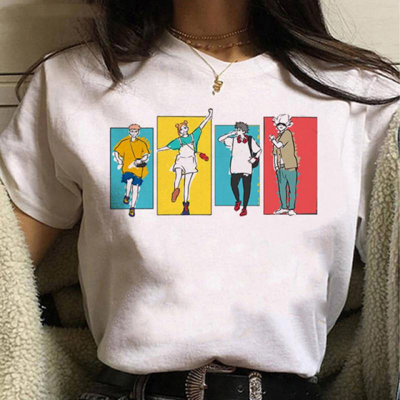 Goth Kläder Gojo Grafisk T-shirt Anime Jujutsu Kaisen Rolig Sommar T-shirt för Kvinnor Japanska T-shirts Tecknad Kvinno T-shirts