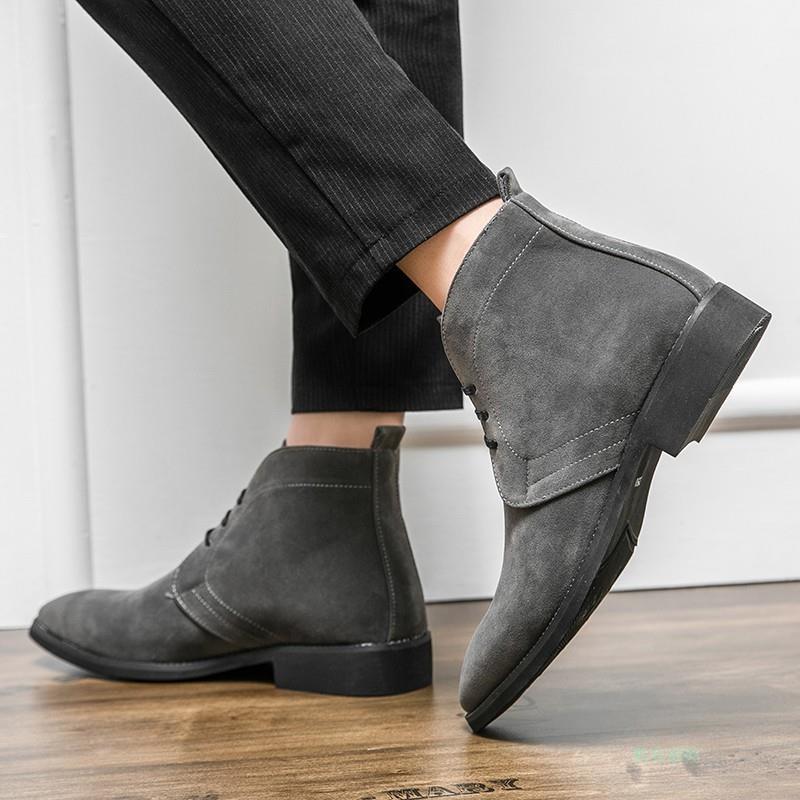 Herren Wildleder Chelsea Boots im koreanischen Stil - Herbst/Winter Spitzschuhe High-Top Schuhe