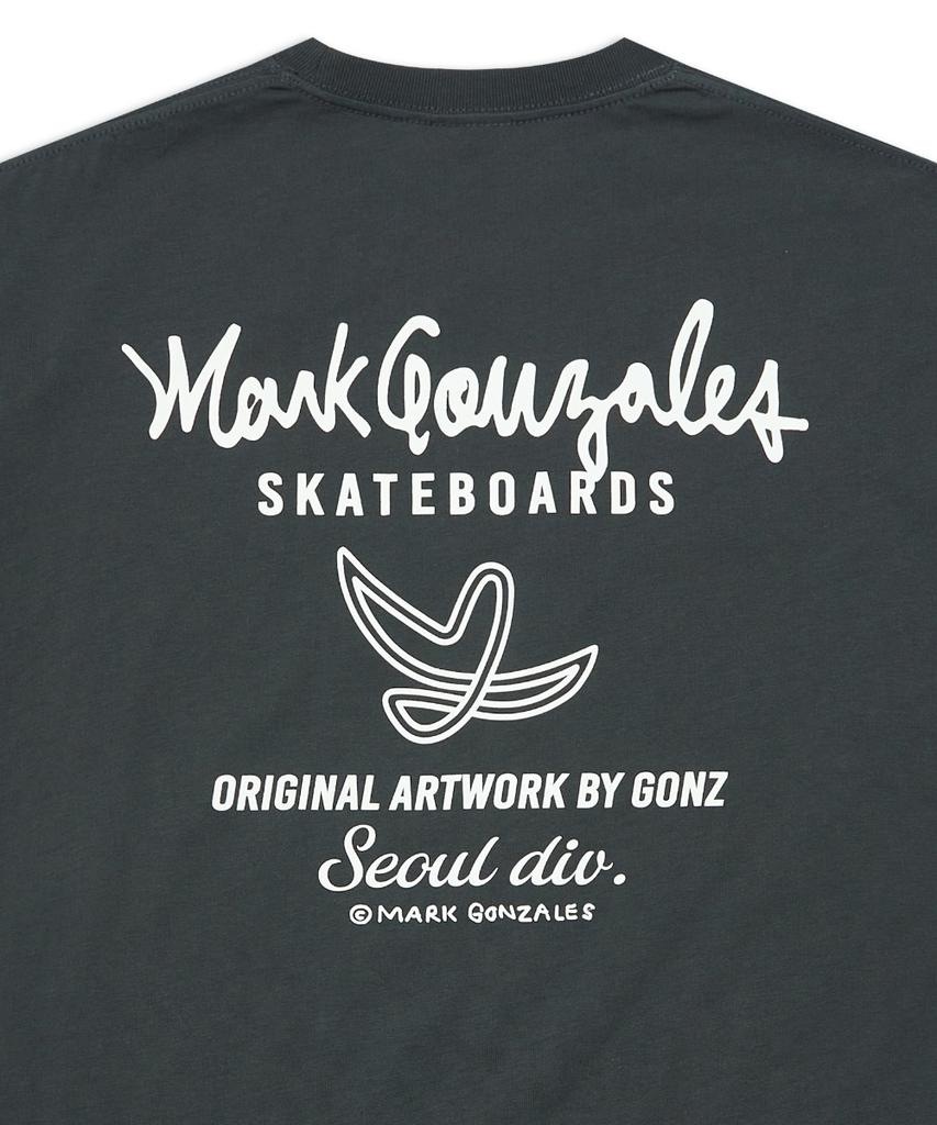 MARK GONZALES New Angel Logo Typography Short Sleeve T-Shirt - Charcoal