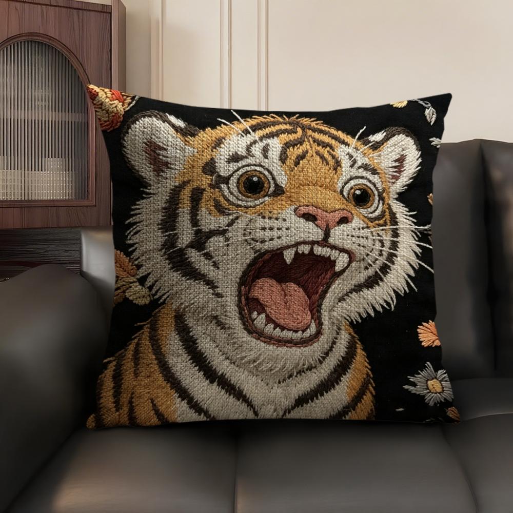 2D Scream Tiere Retro Kissenbezug Natürlicher Leinen Bio-Stoff Beidseitiger Druck Sofa Heimdekor Geschenk Kissenhülle