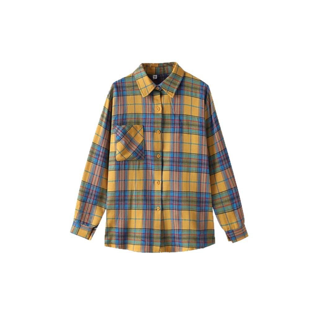 Damen Retro Karierte Hemdjacke - Locker geschnitten, vielseitiges Langarm für Frühling & Herbst, Koreanischer Stil Jugendlicher Campus Top