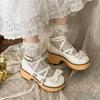 Fashion Cross Strap Women JK Lolita Shoes Ladies Outdoor Leather Pumps Spring Autumn Butterfly-knot Women's Mary Jane Shoes