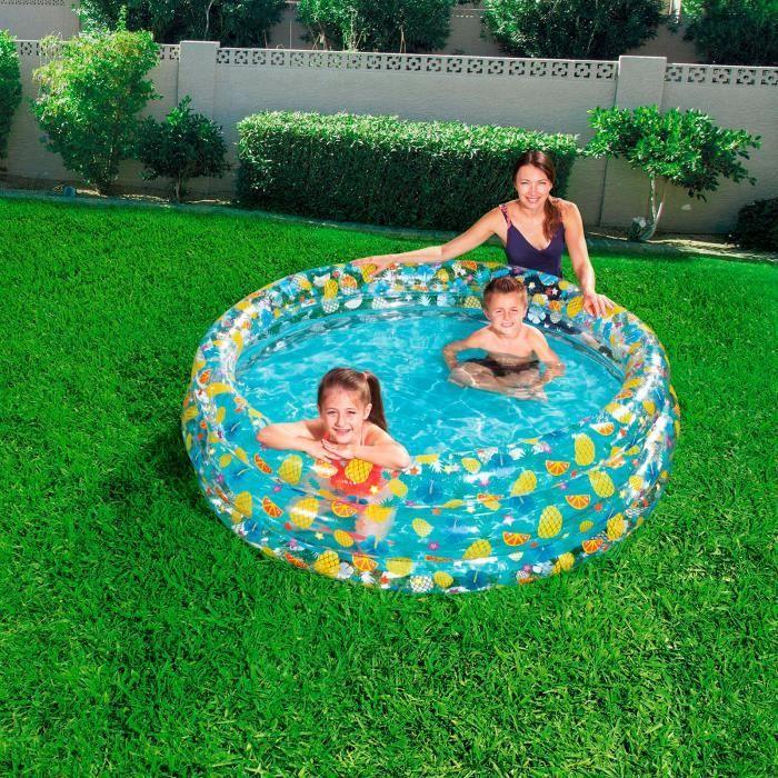Dětský nafukovací bazén - Bestway - Transparentní Tropical Play - Kulatý - 170x53 cm - Odolný vinyl - Vícebarevný