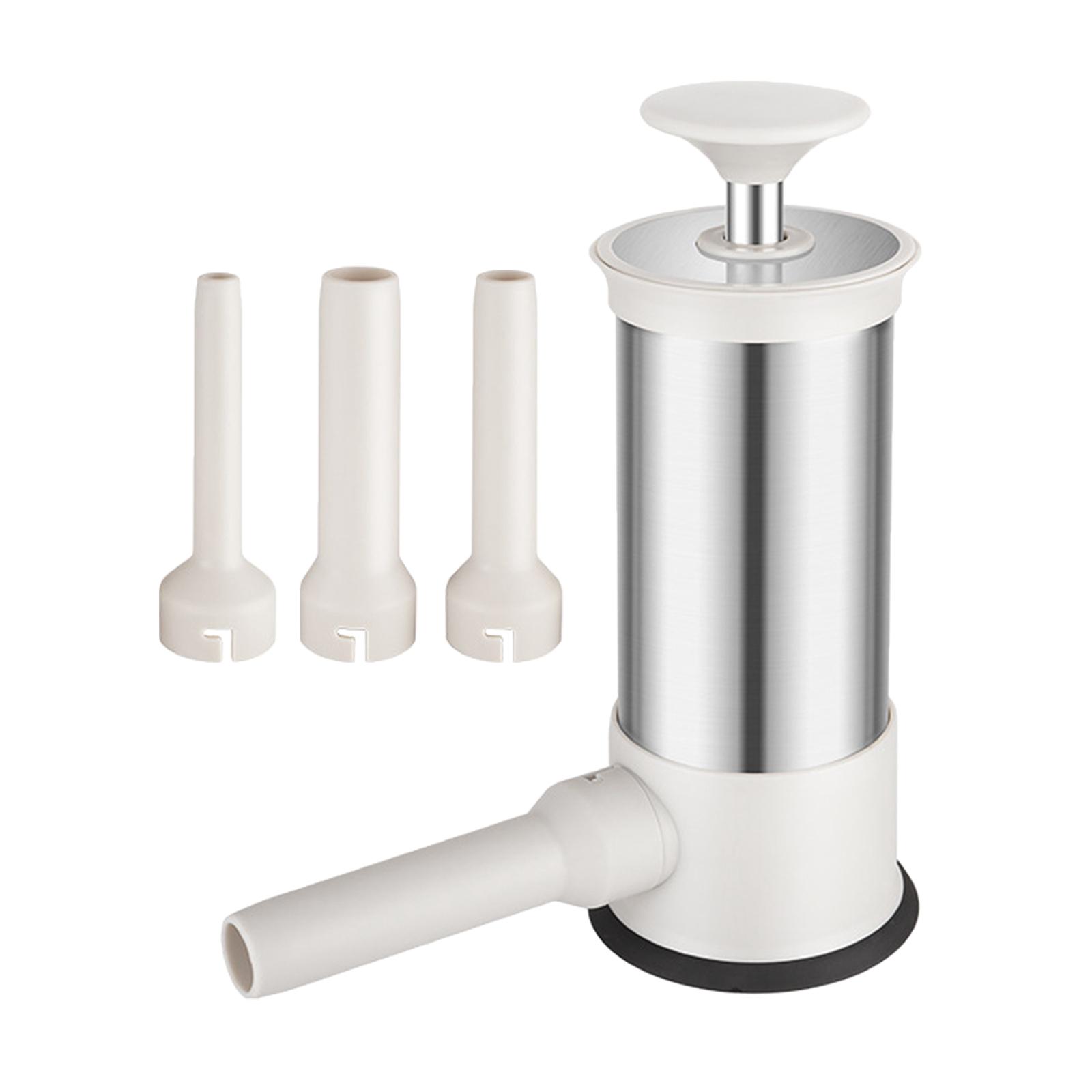 

Stainless Steel Sausage Stuffer Machine Household Sausage Machine Enema Tool Divine Tool Kitchen Accessories with 3 Nozzles