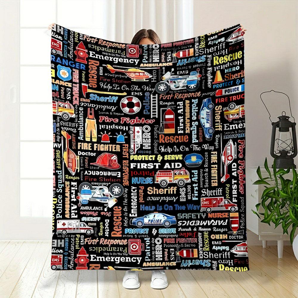 Emergency Rescue Print Blanket Bedroom Blanket for Livingroom Couch Lunch Break Soft Throw for Friend's Festival Gift
