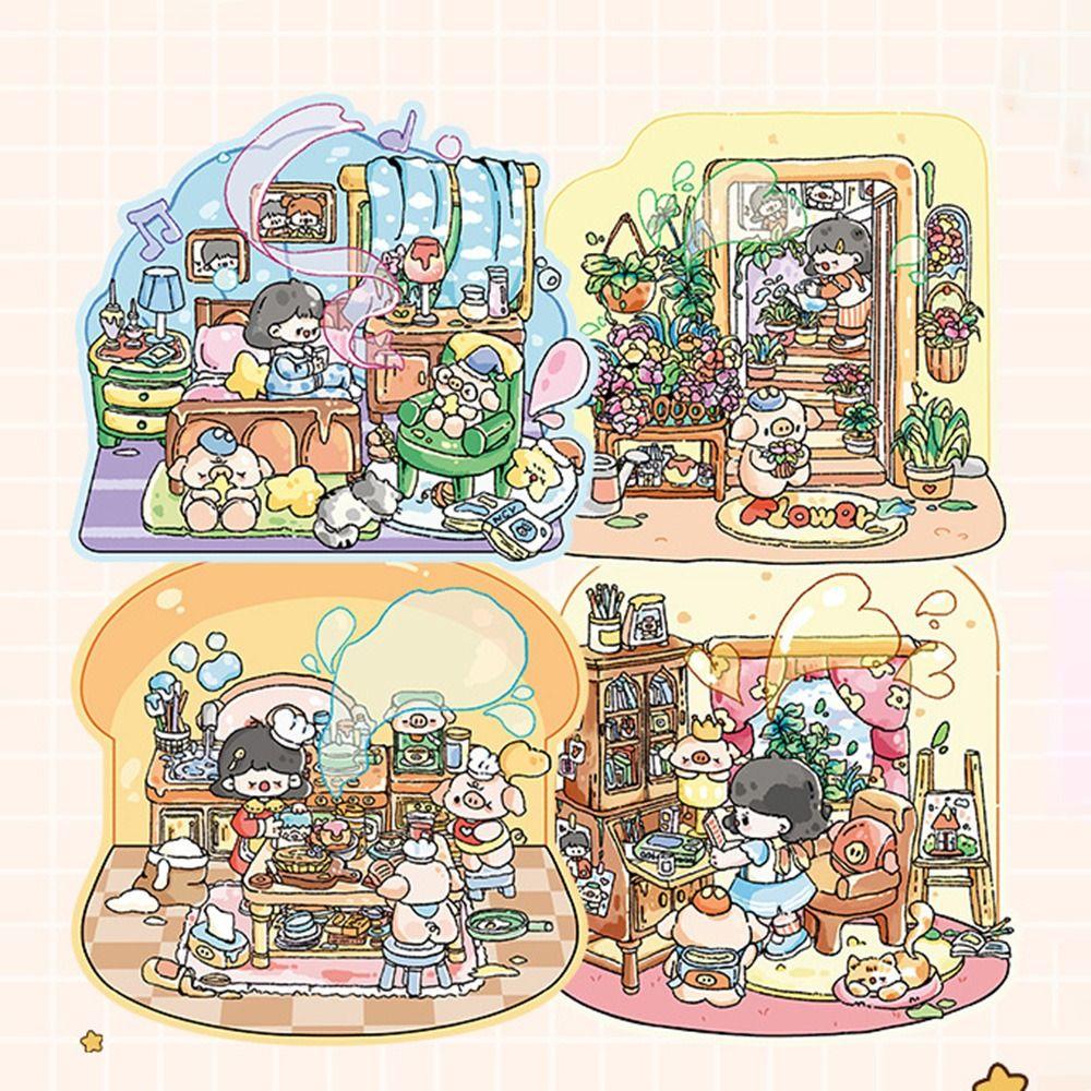 Cartoon Landscape Sticker Book 20in1 Miniature Scene Scrapbook Kit 3D Stickers Scene Set  Kid Toy