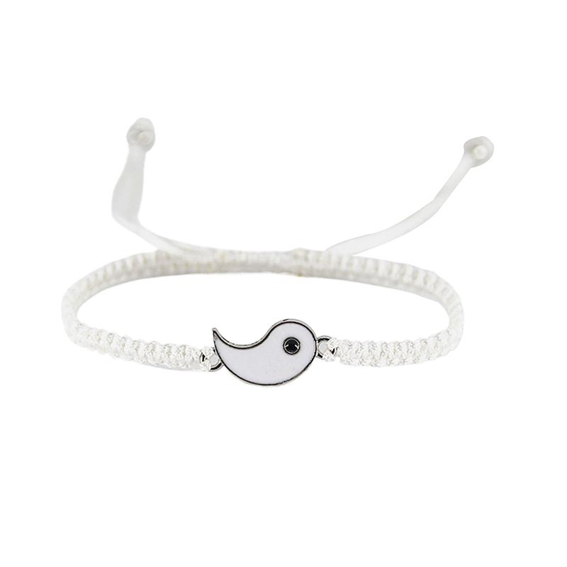 1Pcs Simple Tai Chi Bagua Black And White Yin And Yang Rope Braided Telescopic Adjustment Bracelet For Men And Women Coupl