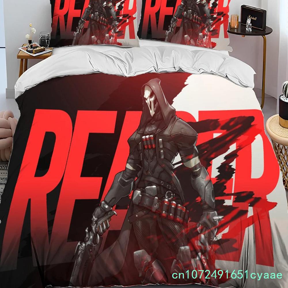 OW Overwatch Hra Hráč DVA Přikrývka Sada povlečení, Povlak na peřinu Sada povlečení Povlak na přikrývku Povlak na polštář, Královská Královna Velikost Sada povlečení Děti 3D