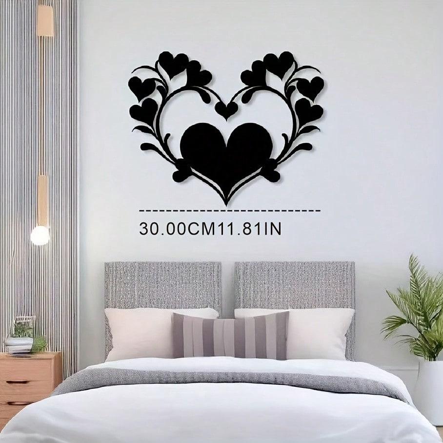 Metal Wall Art Floral Heart Romantic Gift for Wedding Anniversary Home Decor 24x30