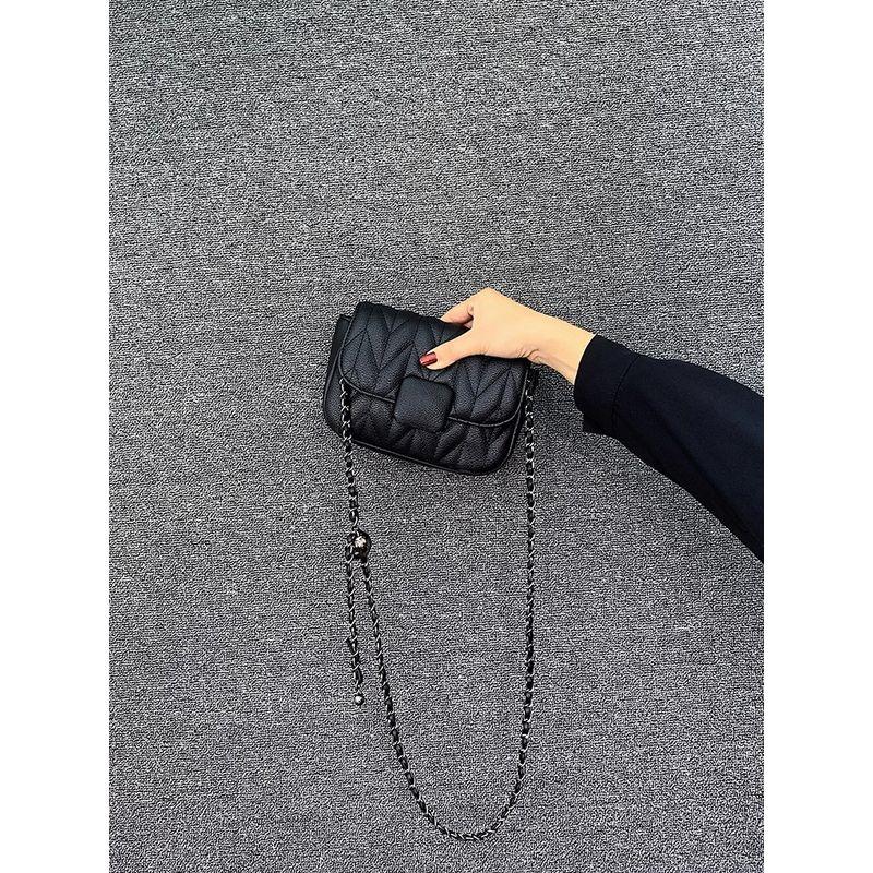 

Charics & Kittn Новая цепочная сумка Женская Высококачественная Натуральная кожа Квадратная сумка-слинг На плечо Маленькая сумка на плечо Black