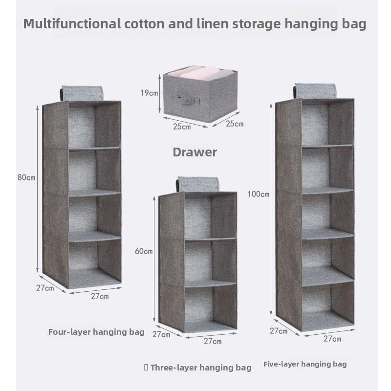 Cotton Linen Wardrobe Organizer With Washable Multicompartment Design For Bedroom