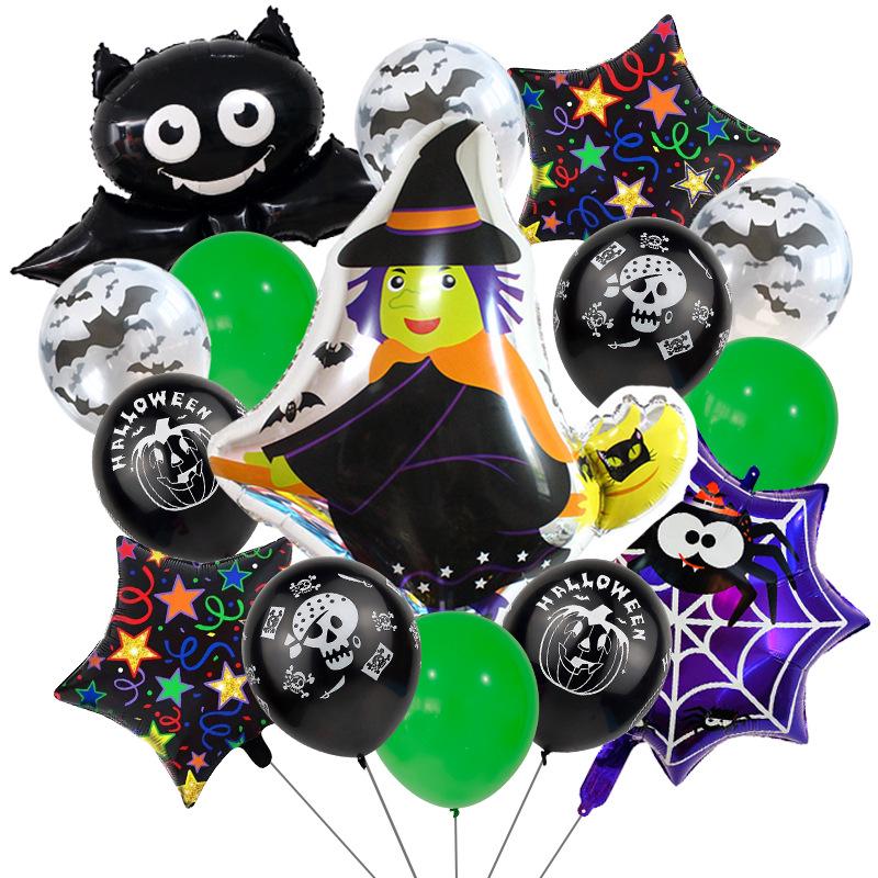 Halloween Ghost Witch Bat Pumpkin Foil Balloon Set
