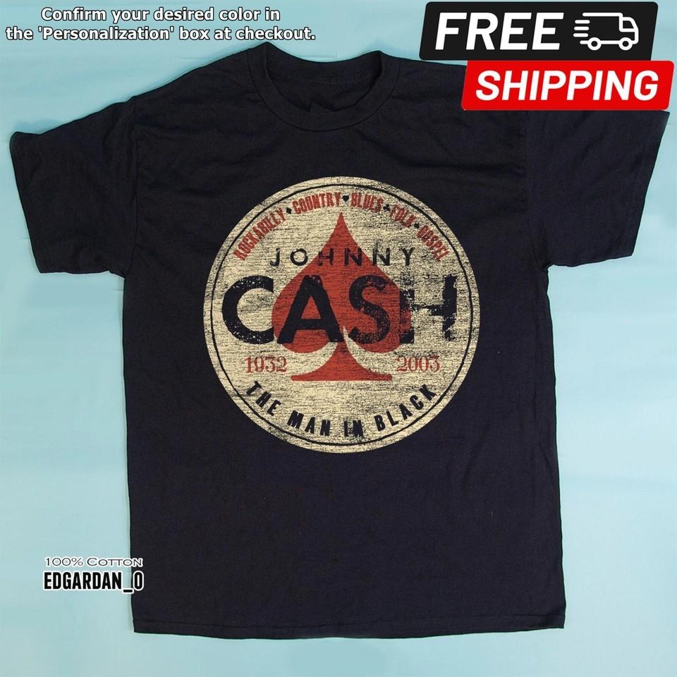 JOHNNY CASH The Man in Black Logo Heavy Cotton Black Unisex Tshirt Size S5XL Unisex T-Shirt XXXXL