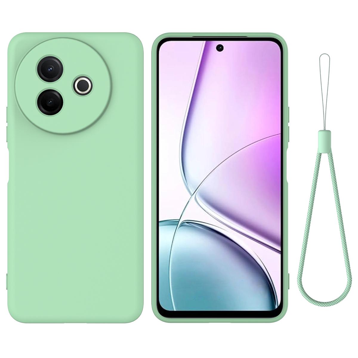 

For vivo Y300i 5G/vivo Y39 5G Liquid Silicone Case Phone Back Cover with Hand Strap Green