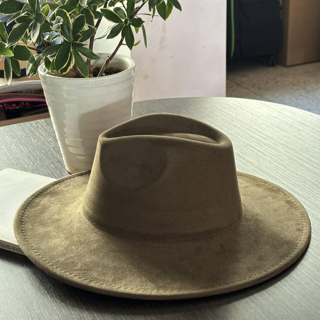 LIDHAY Western Style Suede Hat, Unisex Wide Brim Fedora Hat, Felt Panama Hat, Rancher Hat LIDHAY Western Style Suede Hat, Unisex