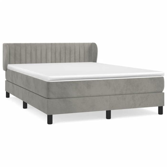 VidaXL Lit à sommier tapissier et matelas Gris clair 140x200cm Velours - Modèle 3127613