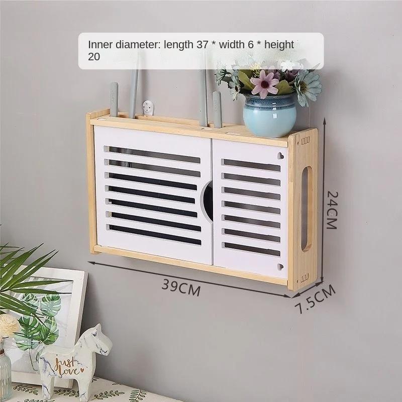 Wooden Wall Mounted Router Organizer Box for WiFi Modem TV Set Top Box Storage with Cable Management Home Decor