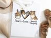 Shetland Sheepdog Peace Love Shirt, Funny Sheltie Dog Mom Tee, Dog Lover Gift