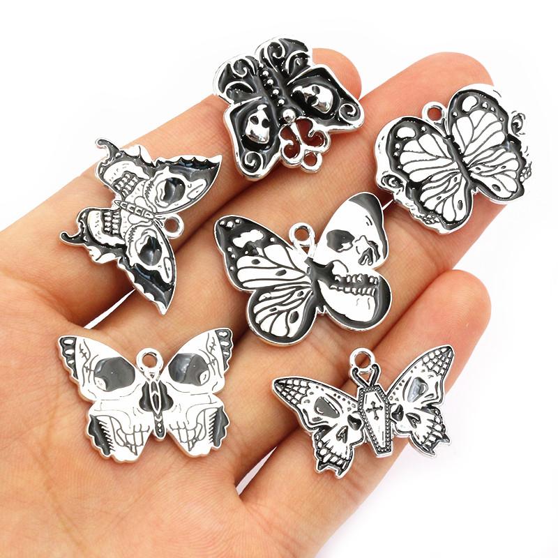 10pcs Enamel Animal Panda Skull Butterfly Charms Pendant Alloy Metal DIY Jewelry Making Accessories for Earrings Necklace