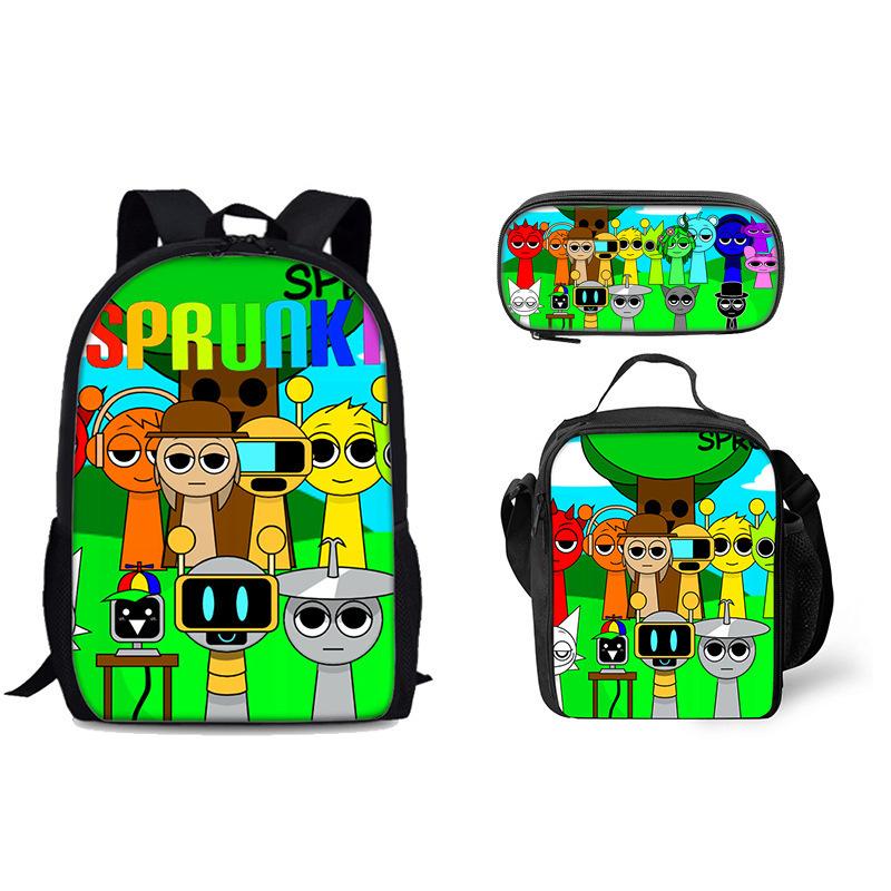 Rhythm Box Printed Backpack Sprunki Music Game Elementary And Secondary School Children'S School Bag Meal Bag Pencil Case