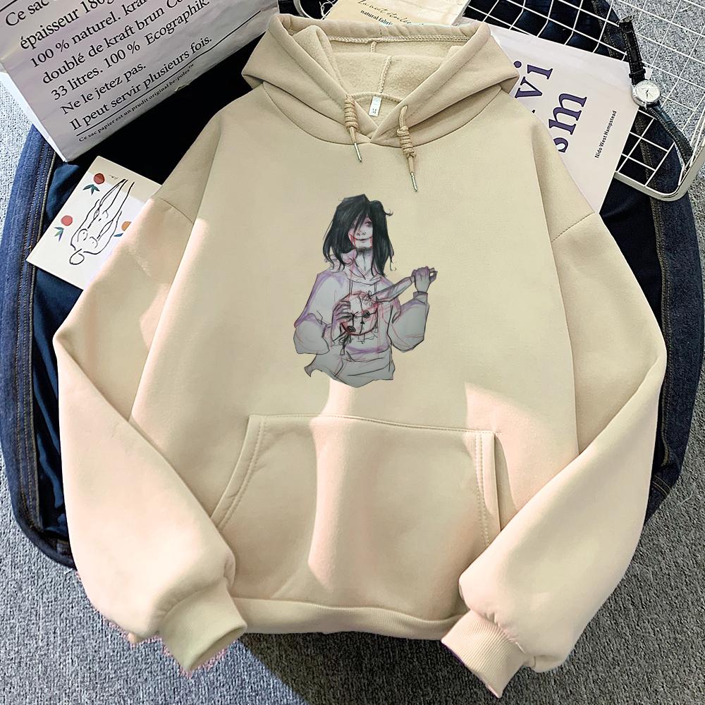 Jeff The Killer Virtual Characters Printed Hoodies Women Casual Cartoon Graphic Sweatshirts Hooded Fleece Autumn Winter