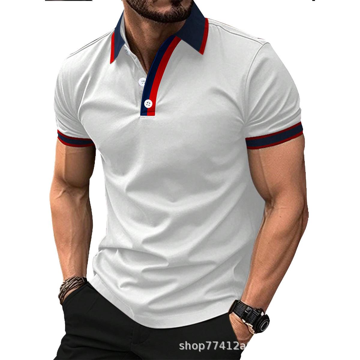 Fashion Men s Tops Summer Men s New Short-sleeved Polo Shirt Casual Polo Shirt Body Shirt S белый