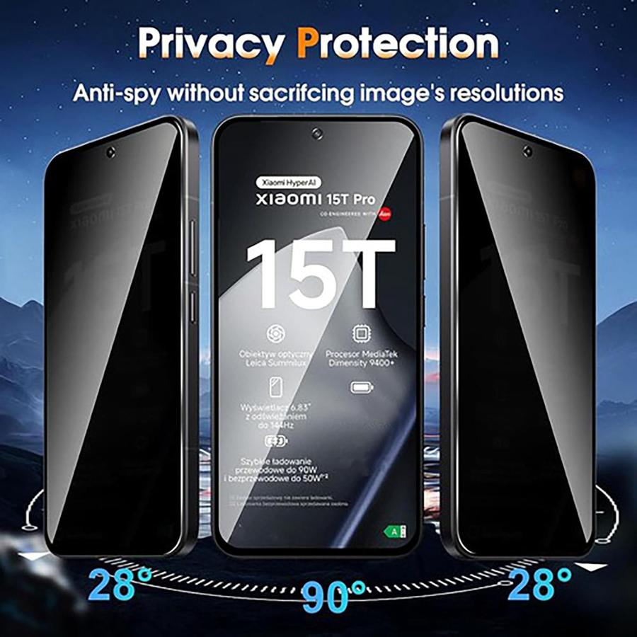 2PCS Anti-Spy Privacy Tempered Glass Screen Protector For Xiaomi 15T/ Xiaomi 15T Pro