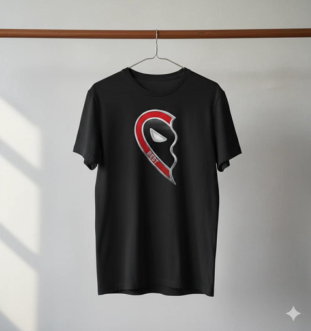 

Best Friends Heart Logo Graphic T-Shirt Black Friendship Love Tee - T353 3XL