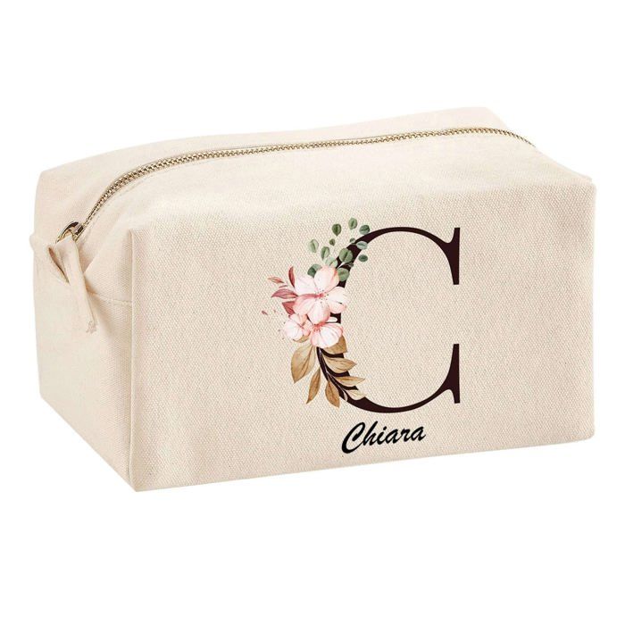 Trousse multifonction Chiara Lettre Fleur Cadeau Anniversaire Noël Idée Personnalisé Original | Trousse Scolaire Fournitures Bureau