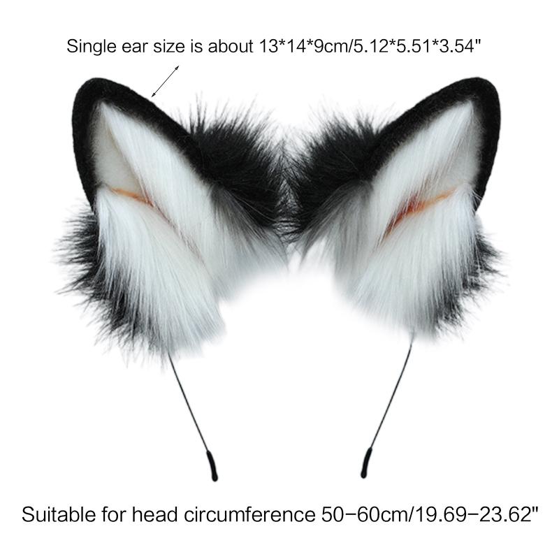 Cartoon Headband Fox Wolf Ears Shaped Hair Hoop Plush Party Headpiece Hair Band Party Cosplay Costume Props Unisex