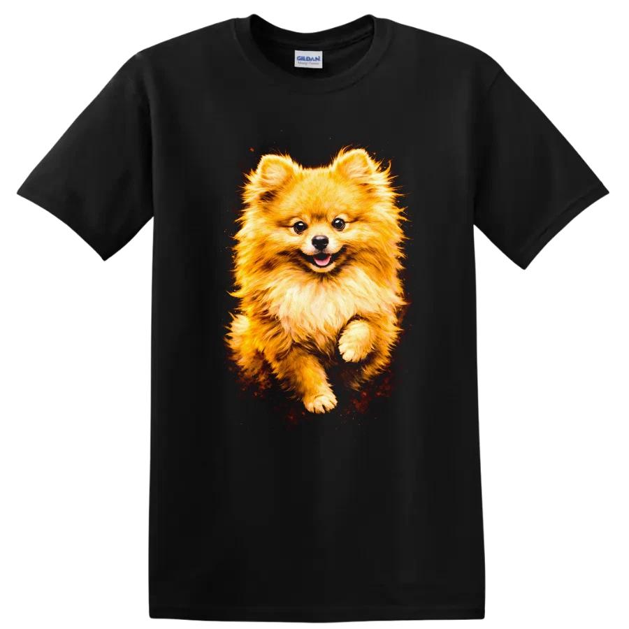 Pomeranian Dog Running T Shirt Cute Orange Fluffy Puppy Lover Tee
