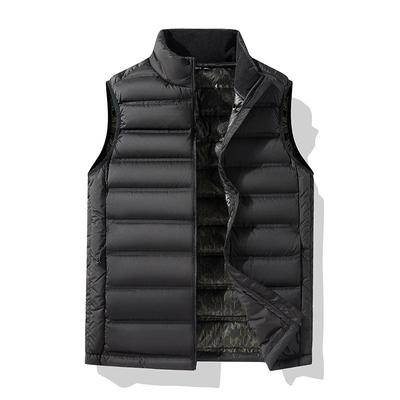 Unisex Plus Size Warm Sleeveless Down Vest with Stand-up Collar for Fall & Winter