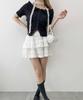 WEGO PHILLY Button Short Sleeve Size Charcoal Off-the-Shoulder Top, Cute, Girly, Women's, F,