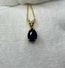 Sehr Tief Dunkelblauer Saphir 1,01ct Birnenschliff Gold Handgefertigte Anhänger Halskette Geschenk Für Frauen