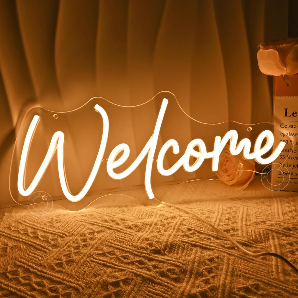 Welcome Led Neon Light Sign Business Open Windows Home Door Wall Sign Decor Bar Pub Store Shop Come In Wedding Birthday Party
