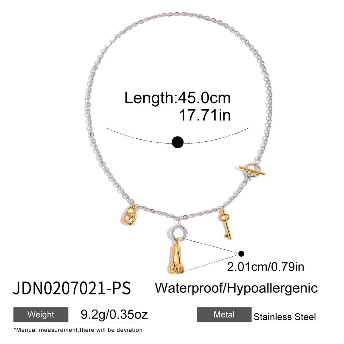 

Youthway Lock Key Fork Spoon Pendant Necklace For Women Gold Plated Stainless Steel Necklace Simple Fashion Jewelry Gift