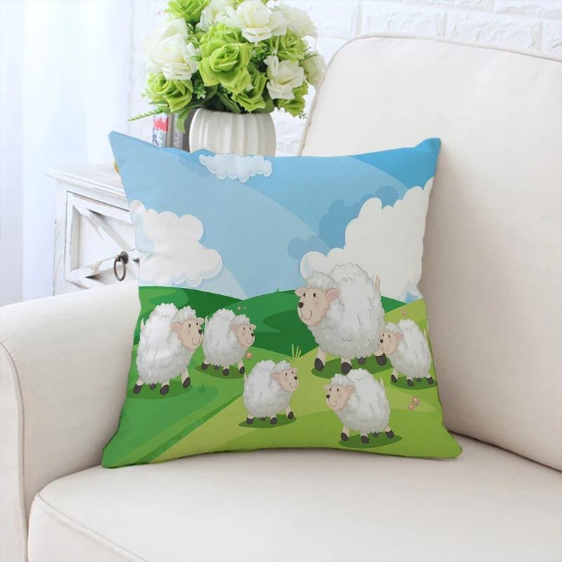 Cartoon Sheep Decorative Pillowcase Car Ornaments Office Living Room Sofa Home Pillowcase