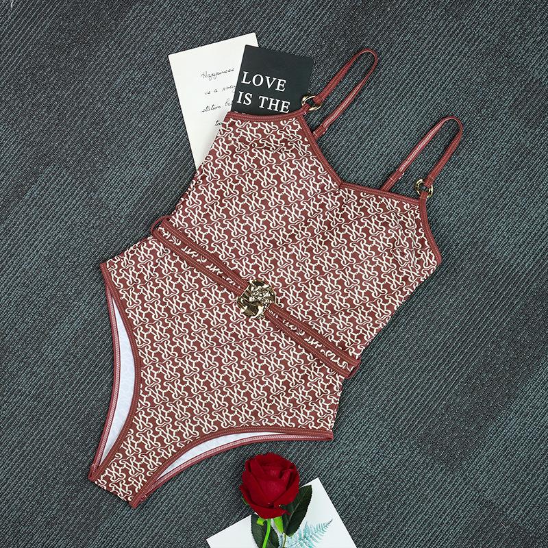 New Color Blocked One-piece Swimsuit Ins Style Sexy Women's Swimwear Female Backless High Leg Cut Beach Bather Bathing Suit
