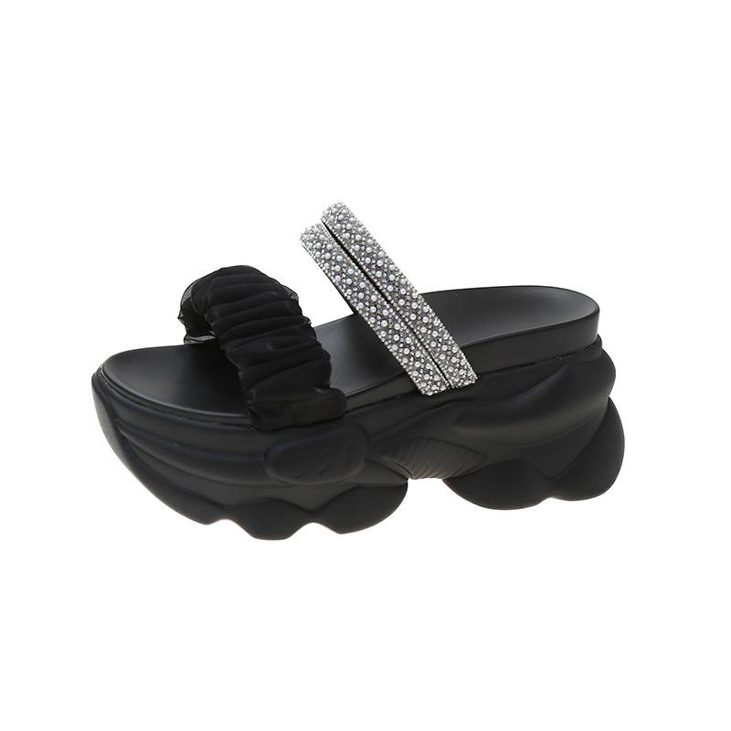 

Mesh Wedge Heel Slippers for Women Popular Summer New Style Fashion Open Toe Flip Flops Outdoor Beach Sandals 36 чёрный