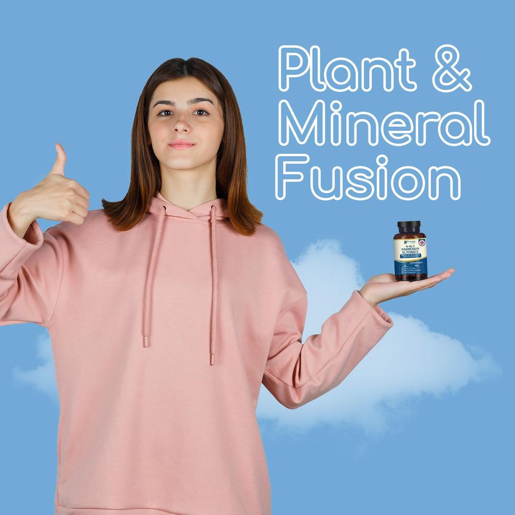 4-in-1 Magnesiumglycinat mit KSM-66 Ashwagandha, Kurkuma und Vitamin B6