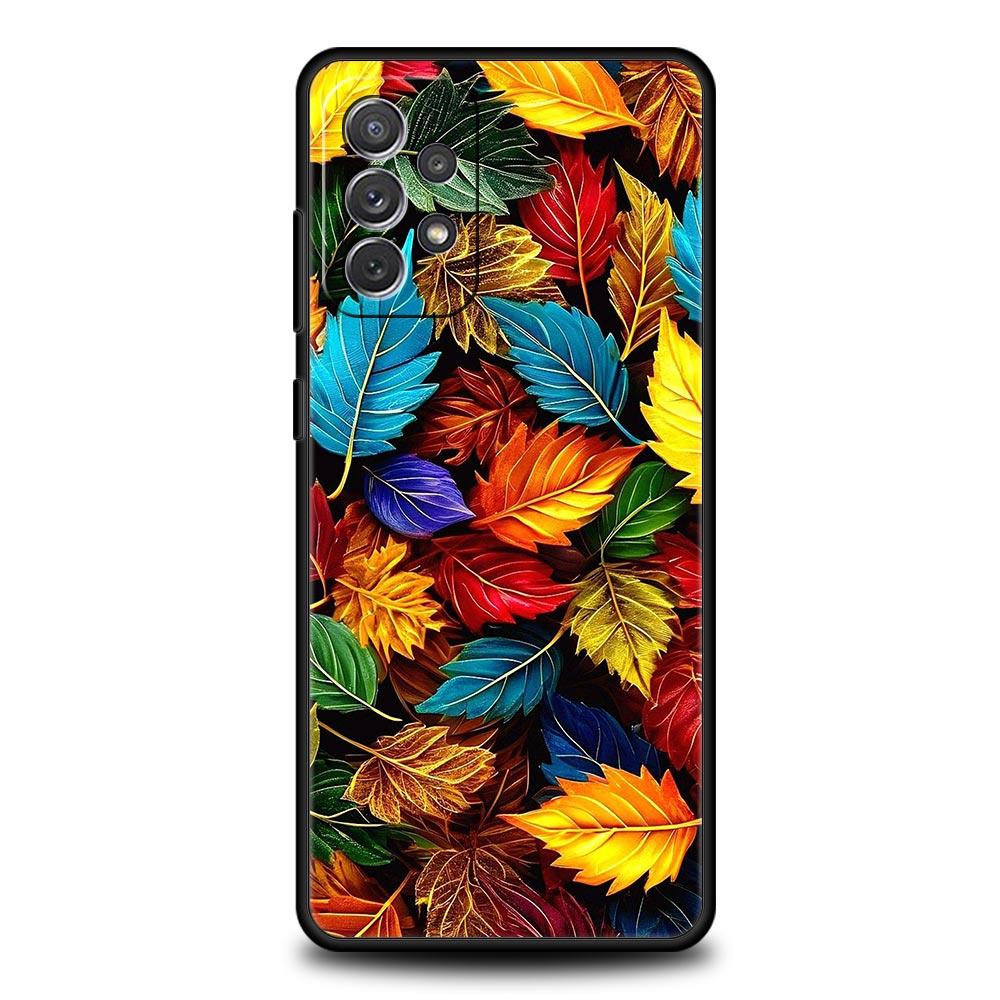 Cartoon Leaf Phone Case for Samsung Galaxy A55 A35 A15 A14 A13 A25 A54 A51 A71 A72 A73 A32 A52 A41 5G Soft TPU Shell Fundas Bags
