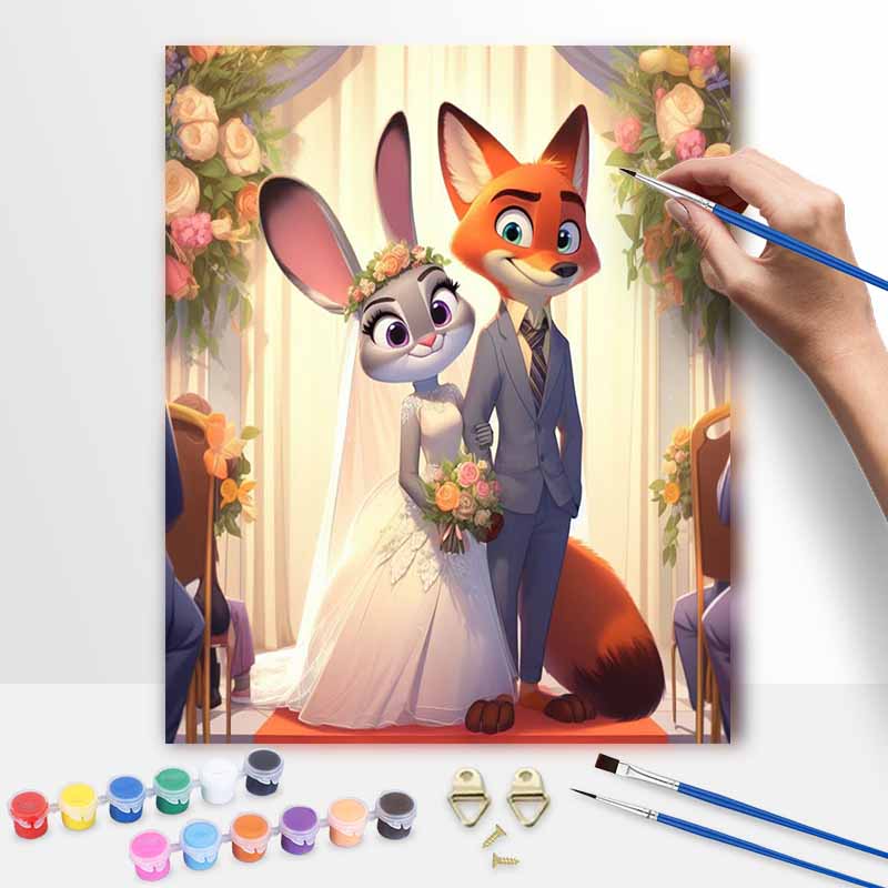 Disney Wedding Zootopia Oil Painting Kit Home Bedroom Wall Decor Handmade Gift Art Crafts Diy Paint By Numbers Romantic Cartoon