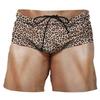 Men Funny Prank Leopard Fake Butt Beach Shorts Novelty 3D Print Quick‑Dry Drawstring Elastic Waist Holiday Party Swim Trunks