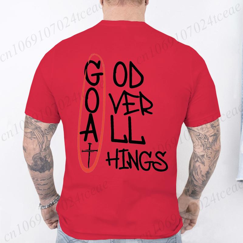 Mens God Over All Things Printed TShirt Oversized Vintage Clothing Graphic Tees for Men Women Short Sleeve Summer Shirts Tops