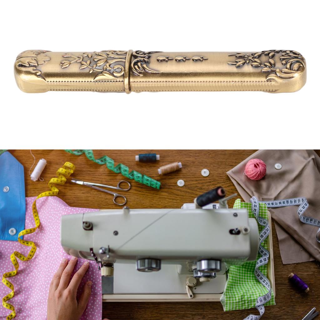 Vintage Nålfodral Graverat Stereoskopiskt Mönster Snygg Förvaringsrör för Sy nålar Nålhållare Syverktyg