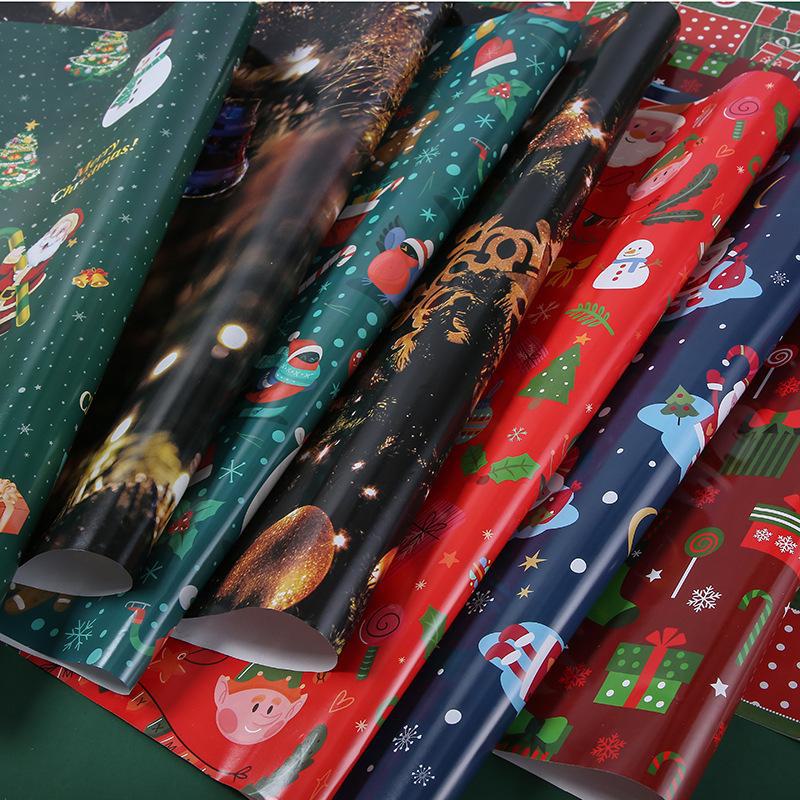 Christmas Gift Wrap: Thick Coated Paper with Trees & Elks