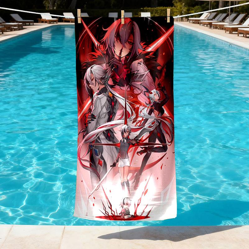 Genshin Impact Print Beach Towel Design, Soft, Lightweight. for Home Bathroom, Spa, Pool, Yoga, Surfing, Camping, Gift for Family, Friend