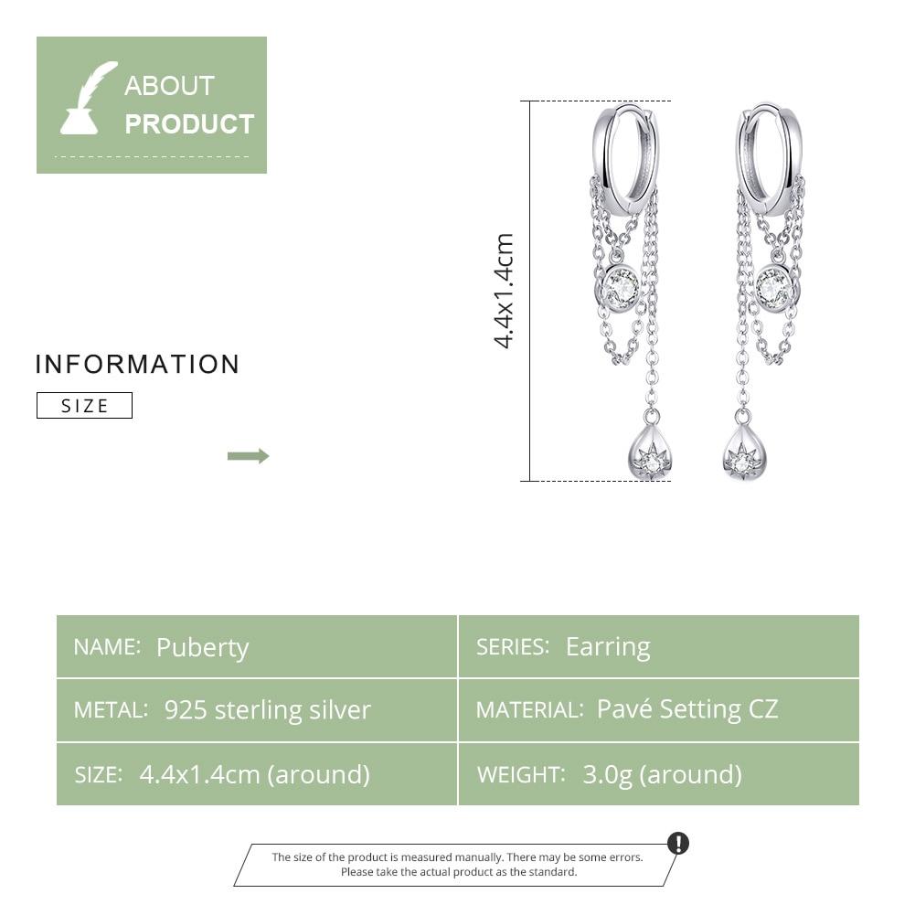 Bamoer Waterdrop Round Geometric Chain Dangle Earrings For Stylish Jewelry Women Sterling  Color Female Stylish Orecchini Sce638Geometric Chain