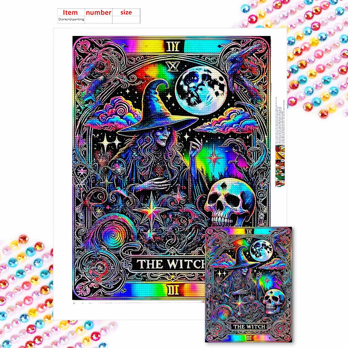 

Полная круглая алмазная живопись Искусство ведьмы Картина из стразов Мозаика Сделай сам 5D Вышивка крестом Домашнее украшение Round 20x30cm